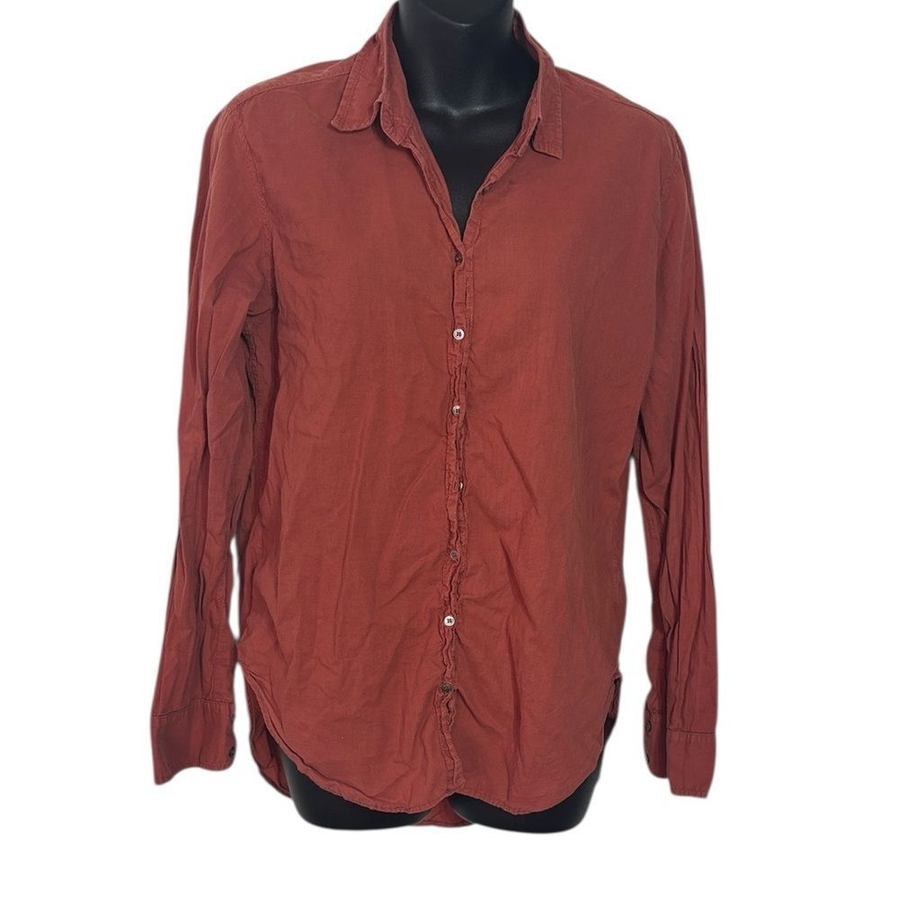 Xirena women’s xs rust orange button up shirt long‎ sleeve